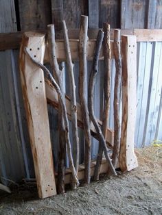 several pieces of wood stacked on top of each other