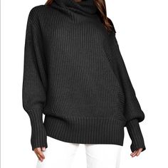 Material:100% Acrylic.Soft And Warm Oversizedknit Pullover Sweaters,Soft Fabric Warm Tunic Sweater Tops,Turtleneck Sweater, Casual Comfy Pullovers. Feature: Oversized Casual Knitted Pullover Sweaters Features Turtleneck Neck. Oversized Loose Style, Hip Length,Batwing Long Sleeve, Solid Plain Color Knitted Matching: Easy To Pair It With Jeans,Pants,Skinny Leggings,Shorts And High Boots.Oversized Turtleneck Sweater Featured In A Comfy Chunky Knitit Is Suitable For Casual, Work,Shopping,Office, Hom Slouchy Chic Chunky Knit Sweater, Chunky Knit Funnel Neck Sweater For Fall, Fall Chunky Knit Funnel Neck Sweater, Casual Chunky Knit Funnel Neck Sweater, Casual Funnel Neck Chunky Knit Sweater, Black Acrylic Sweater For Cold Weather, Oversized Chunky Knit Sweater With Batwing Sleeve, Oversized Funnel Neck Sweater For Fall, Oversized Acrylic Sweater For Fall