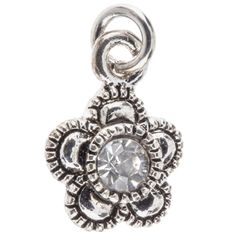 Rhinestone Flower Charm will give your creations a playful, light-catching touch. Featuring an antique finish and a crystal center, this darling charm will add a special touch of glam to your jewelry project. Use it in earrings, bracelets, necklaces, bookmarks, scrapbooks and memory albums, handmade cards, photo frames and so much more!       Details:         Length: 9/16"       Width: 3/8"       Metal Color: Antique Silver         Card contains 1 charm. Silver Card, Memory Album, New Accessories, Print Coupons, Rhinestone Flower, Fabric Bolts, Old Jewelry, Needle Art, Silver Crystal