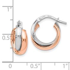 14k White Gold Rose Gold-plated Polished Finish Hoop Earrings , Average Weight 1.61 gm, Length of Item 17.25 mm, Width of Item 11 mm Pink Hoop Earrings, Rose Tone, Hoop Earrings Small, Selling Jewelry, Left And Right, Gold Material, Gold Rose, Rose Gold Plates, Gifts For Women