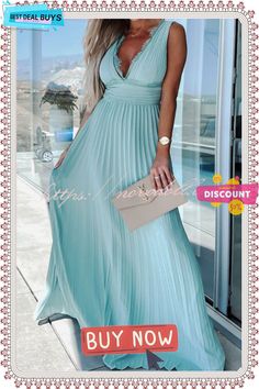 Always Elegant Lace Trim V-neck Pleated Maxi Dress Beach V-neck Pleated Dress, V-neck Pleated Maxi Dress For Beach, V-neck Pleated Beach Maxi Dress, Pleated V-neck Maxi Dress For Beach, Pleated Maxi Dress, Pleated Maxi, Lace Trim, Maxi Dress, Trim