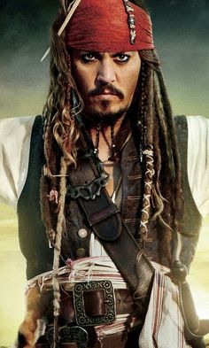 johnny depple as captain jack sparrow in pirates of the carraige movie