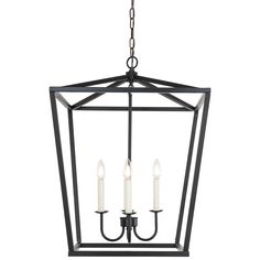 a light fixture with three candles hanging from it