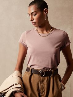 Timeless T-Shirt | Banana Republic Factory Camel Shirt, Banana Republic Factory, Banana Republic Women, Work From Home, Style Me Pretty, From Home, Everyday Essentials Products, Banana Republic, Neck T Shirt