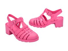 The Possession is our most iconic model, inspiring several generations of jelly styles. In the new Possession Heel, the original sandal gets a medium block heel that adds more feminine style to the shape. The upper features the classic fisherman style with a buckle closure for a snug fit. The Possession Heel is ideal for M-lovers who don’t want to give up the height, but want to stay comfortable throughout the day. Trendy Jelly Sandals With Ankle Strap And Buckle, Trendy Ankle Strap Jelly Sandals With Buckle, Pink Jelly Sandals With Buckle Closure For Spring, Chic Jelly Sandals With Buckle Closure And Round Toe, Pink Jelly Sandals With Buckle Closure For Summer, Punk Love, Punk Movement, Fisherman Style, The Possession