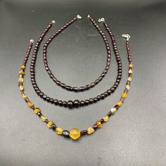 The Lot of total 3 Necklace of Garnet and crystals stone Beads Fast and Free shipping service Amber Necklaces With Round Beads And Stones, Amber Crystal Necklaces With Polished Beads, Brown Beaded Necklace With Stones, Antique Gold Rings, Rare Beads, Carnelian Beads, Crystal Gems, Agate Beads, Gold Beads