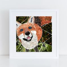 adorable woodland fox print by more the merrlier handmade collage artist Earth Tone Nursery, Woodland Wall Decor, Fox Nursery Art, Fox Nursery, Art Du Collage, Woodland Wall, Collage Kunst