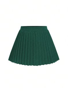 Dark Green Casual Collar  Knitted Fabric Plain Skort Embellished Medium Stretch  Women Plus Clothing Dark Green Skirt, Split Hem Dress, Plus Size Shorts, Casual Skirt, Green Skirt, Plus Clothing, Pleated Skirt, Women Clothes Sale, All Fashion