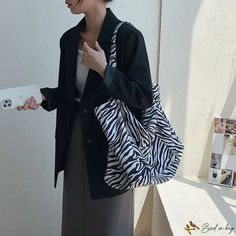 Bird in Bag - Bags female bags large capacity trendy fashion leopard print shoulder bag female personality zebra print tote bag Large Capacity Leopard Print Tote Shoulder Bag, Chic Large Capacity Leopard Print Bag, Trendy Leopard Print Tote Bag, Trendy Leopard Print Shopping Bag, Trendy Black Zebra Print Bags, Black Zebra Print Bags For Daily Use, Black Zebra Print Bag For Daily Use, Trendy Leopard Print Tote Shoulder Bag, Travel Zebra Print Rectangular Bag