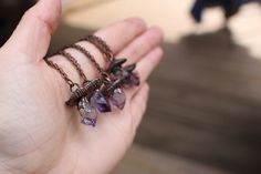 "Small Amethyst Mushroom Crystal Necklace, Electroformed Jewelry, Boho Hippie Jewelry, Raw Crystal Jewelry -----------------------------------  DETAILS  ⋙This listing is for a small sized (about .75\" long) hand-sculpted mushroom necklace with a raw Amethyst crystal! These necklaces are electroformed in copper. You will receive a necklace similar to the ones pictured :) These are made to order! If you want to purchase a larger size, click here: https://www.etsy.com/listing/1320055935/amethyst-mushroom-crystal-necklace?click_key=f60111a59b8d8a8f2ee5121461284e03dde54e68%3A1320055935&click_sum=1dc74b71&ref=shop_home_active_3&frs=1&crt=1 ⋙These unique pendants were created through a process known as electroforming, or growing copper onto an object using positive and negative currents. Copper a Mushroom Crystal Necklace, Amethyst Mushroom, Copper Electroformed Jewelry, Physical Manifestation, Mushroom Crystal, Raw Amethyst Crystal, Mushroom Necklace, How To Wear Rings, Raw Crystal Jewelry