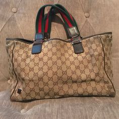 Authentic Gucci Has Been Worn With Love. Tote Bag, Travel Bag, Diaper Bag! Versatile And Functional. In Signature Gucci Print. Comes With Gucci Dust Bag As Well Pre-owned Brown Monogram Canvas Bag, Pre-owned Designer Brown Bags, Pre-owned Gucci Leather Bag, Pre-owned Brown Leather Shoulder Bag For Daily Use, Pre-owned Brown Shoulder Bag, Pre-owned Brown Bag With Double Handle, Pre-owned Monogram Canvas Bag For Daily Use, Pre-owned Monogram Canvas Bags For Everyday Use, Pre-owned Rectangular Gucci Bag