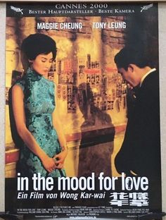 a movie poster for in the mood for love with two people standing next to each other