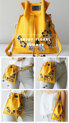 Floral Fashion, Summer Trend, Leather Handbag, Leather Shoulder Bag, Bucket Bag, Gift for her, Small leather bag, Gift idea, Leather Yellow Bag, Yellow Handbag, Flowers, Floral Bag, Handmade Bag, Designer bag Leather Mobile Phone Pouch For Shopping, Leather Bucket Hobo Bag With Mobile Phone Bag, Leather Hobo Bag With Mobile Phone Pouch, Leather Clutch Pouch For Shopping, Leather Bucket Pouch For Shopping, Leather Pouch With Leather Handles, Yellow Leather Satchel With Mobile Phone Bag, Yellow Leather Mobile Phone Bag, Leather Shoulder Pouch For Shopping