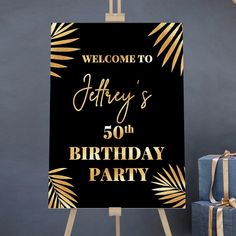 Black and Gold Birthday Party Welcome Sign - Smart Party Shop Black And Gold Birthday Party, Black And Gold Party Decorations, Black And Gold Birthday, White Party Decorations, 21st Birthday Decorations, Party Welcome Sign, Gold Birthday Party, Gold Color Scheme