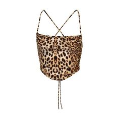 leopard pattern tank tops backless sexy cross lace up bralette crop top sleeveless Trevor Phillips, Backless Crop Top, Leopard Skin, Bralette Crop Top, Club Tops, Top Streetwear, Halter Crop Top, Tank Top Camisole, Brown Leopard