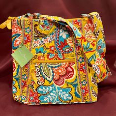 Vera Bradley Hipster Shoulder/Crossbody Bag Color - Provencal - Retired Pattern W - 11" H - 10 1/2" Strap - 22" Adjustable Excellent Condition - Nwt- Never Used Smoke Free Sun Valley, Vera Bradley Bags, Yellow Blue, Provence, Vera Bradley, Blue Yellow, Nike Shoes, Crossbody Bag, Bag Lady