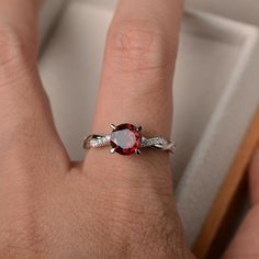 100% Good Quality & Color, Garnet Silver Jewellery Ring, Weddings Ring, Solitaire Rings, Handmade Garnet Zircon jewelry, 925 Sterling Silver ring,  gift for, women, 100% Natural Gemstone, 𝐌𝐚𝐢𝐧 𝐒𝐭𝐨𝐧𝐞 𝐃𝐞𝐭𝐚𝐢𝐥𝐬  ↣ Stone Name :-  Garnet  ↣ Secondary Stone :- Zircon ↣ Stone Shape :- Round Cut ↣ Stone Size :-  7x7 MM  ↣ Material :- 925 Sterling Silver ❁❁ 𝐉𝐞𝐰𝐞𝐥𝐫𝐲 𝐂𝐞𝐫𝐭𝐢𝐟𝐢𝐜𝐚𝐭𝐞 ❁❁ ↣ KHJewels branded authenticate Jewellery Certificate comes with the authenticity of Metal, M Engagement Rings Natural, Weddings Ring, Jewellery Ring, Solitaire Rings, Rings Handmade, Zircon Jewelry, January Birthstone, Red Gemstones, Silver Jewelry Rings