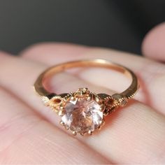 14k Morganite Engagement Ring! Rose Gold! Worn For Less Than A Year & Recently Cleaned By A Jeweler! Different Color Stone Engagement Rings, Sunset Engagement Ring, Gold Rose Quartz Ring, Rose Quartz Ring Gold, Gold Non Traditional Engagement Ring, Oregon Sunstone Engagement Ring, Japanese Engagement Ring, Fairy Wedding Rings, Morganite Oval Ring