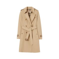 Burberry "Kensington" organic water-resistant gabardine trench coat featuring signature check lining and undercollar Trench collar with throat latch; double-breasted front Long sleeves; belted cuffs Chest gun flap; back rain shield Belted waist Shoulder epaulets Side flap pockets Straight fit Knee length Center-back vented hem Organic cotton Made in United Kingdom Classic Double-breasted Outerwear With Belted Cuffs, Classic Gabardine Belted Outerwear, Classic Pea Coat With Belted Cuffs For Work, Classic Office Pea Coat With Belted Cuffs, Classic Outerwear With Belted Cuffs, Classic Business Outerwear With Belted Cuffs, Classic Belted Pea Coat For Business, Classic Gabardine Outerwear With Double-breasted Fastening, Classic Double-breasted Gabardine Outerwear