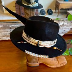 Each Hat Is Made To Order And Hand Crafted. Attention To Detail And Your Design Integrated With Crafters Touch. Please Allow 5-7 Business Days To Ship! Black Gentleman Style, Best Hats For Men, Gothic Hats, Designated Marksman, Canada Goose Hat, Dressy Hats, Flying Saucers, Apartment Stuff, Mens Fedora