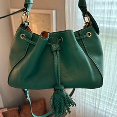 Coach - Kelly Green - Leather With Long Strap Included - Never Used/ Brand New Luxury Green Bucket Shoulder Bag, Green Bucket Bag With Detachable Strap And Double Handle, Green Top Handle Bucket Bag For Formal Occasions, Coach Hobo Bag With Detachable Strap Crossbody, Green Leather Bucket Bag With Detachable Strap, Coach Hobo Bag With Adjustable Top Handle, Coach Hobo Bag With Top Handle And Adjustable Strap, Green Leather Bag With Detachable Strap, Green Leather Bag With Adjustable Strap