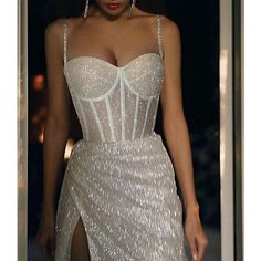 Sparkle Corset Dress, After Prom Dress Short, Mermaid Corset Dress, Sparkly Long Sleeve Wedding Dress, Trending Prom Dresses 2024, White After Party Wedding Dress, Korsett Dress, Dresses Corset Top, White Dress Prom