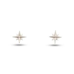 sterling silver star stud earrings Elegant Silver Earrings With Star Charm, Silver Star Charm Earrings, White Sterling Silver Celestial Earrings, Celestial Silver Earrings With Star Charm, Celestial White Sterling Silver Earrings, Classic Silver Star-shaped Jewelry, Elegant White Gold Earrings With Star Charm, Sterling Silver Star-shaped Single Earring, Sterling Silver Star Charm Drop Earrings