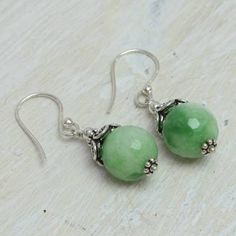 Green Aventurine and Sterling Silver Dangle Earrings - Green Delight | NOVICA Green Gemstone Round Bead Earrings, Green Gemstone Earrings With Round Beads, Green Jade Earrings For May Birthstone, Green Jade Nickel-free Earrings, Nickel-free Green Jade Earrings, Green Dangle Spiritual Jewelry, Nickel-free Green Jade Jewelry, Green Nickel-free Jade Earrings, Green Jade Earrings With Natural Stones