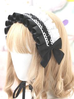 Lolíta Headband, Victorian Dresses, Kawaii Fashion Outfits, Bow Accessories, White Headband, Sweet Lolita, Lolita Dress, Gothic Lolita, Kawaii Fashion