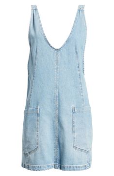 Sturdy short overalls cut from nonstretch denim are as much fun to wear as they were when you were a kid. 18" center front length (size Medium) Pull-on style Scoop neck Adjustable straps Front patch pockets 100% cotton Dry clean or machine wash, tumble dry Imported Casual Medium Wash Sleeveless Shortalls, Casual Sleeveless Medium Wash Shortalls, Sleeveless Denim Shortalls With Pockets, Casual Cutoff Shortalls With Pockets, Spring Denim Shortalls With Bib Front, Cotton Cutoff Shortalls With Pockets, Summer Cotton Shortalls With Frayed Hem, Trendy Cotton Cutoff Shortalls, Trendy Frayed Hem Shortalls