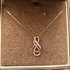 100% Authentic Diamond Pendant With 10k Real Gold Danity Chain,Not Sure Of Diamond Caret Weight But It Gorgeous And All Clear Stones,Got From Jared's But I Wear White Gold Jewelry. It Can Go For Authentication Or Make Your Offer. Infinity Diamond Necklace In Yellow Gold, Diamond White Infinity Necklace, Fine Jewelry Necklace With Diamond Accents, Yellow Gold Infinity Diamond Necklace, Elegant Cubic Zirconia Necklace For Anniversary, Fine Jewelry Diamond Necklace For Anniversary, Infinity Necklace With Diamond Accents For Formal Occasions, Diamond Infinity Necklace For Anniversary, Formal Infinity Necklace With Diamond Accents