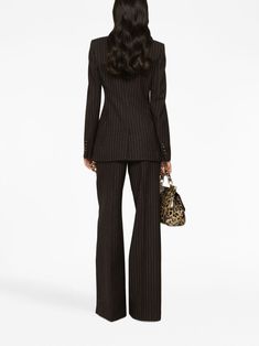 Dolce & Gabbana double-breasted Striped Blazer - Farfetch Black Wide Leg Trousers, Dolce E Gabbana, Striped Blazer, Wool Pants, Wide Leg Trousers, Nike Air Jordan, Classic Looks, Wardrobe Essentials, Miu Miu