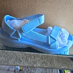 Lightweight Comfy Sandal, Good For All Day Wear Synthetic Ankle Strap Sport Sandals For Beach, Synthetic Round Toe Sport Sandals For Beach Season, Comfortable Blue Sport Sandals For Vacation, Comfortable Blue Closed Toe Sandals, Casual Blue Sport Sandals With Ankle Strap, Blue Synthetic Summer Sandals, Blue Casual Sport Sandals For Summer, Casual Blue Sport Sandals For Summer, Light Blue Open Toe Sandals For Summer