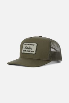 The Quality Trucker Hat features a custom patch reminiscent of license plates in Hawaii, the hat is made from cotton canvas with a polyester mesh back and snapback closure. Cotton canvas front, Polyester mesh back Katin embroidered patch 5-panel trucker hat Mid-crown structured fit Contrast stitch Snapback closure | Quality Trucker Hat Cotton in Olive by Katin Cotton Trucker Hat With Logo Patch, Trucker Baseball Cap With Letter Patch For Outdoor, Vintage Trucker Hat With Logo Patch And Curved Bill, Outdoor Trucker Baseball Cap With Letter Patch, Outdoor Trucker Hat With Letter Patch And Curved Brim, Cotton Trucker Hat 5-panel, Cotton Trucker Baseball Cap With Flat Brim, Vintage Cotton Trucker Hat With Logo Patch, Cotton Trucker Hat With Flat Bill