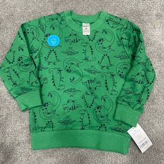 Brand New! Size 2t . Green Cartoon Print Tops For Playwear, Blue Dinosaur Print Long Sleeve Top, Blue Long Sleeve Dinosaur Print Top, Blue Long Sleeve Top With Dinosaur Print, Long Sleeve Blue Top With Dinosaur Print, Casual Long Sleeve Tops For Playtime, Blue Dinosaur Print Top For Playtime, Green Crew Neck Top For Playtime, Cotton Long Sleeve Tops With Dinosaur Print