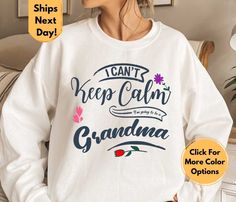 "Embrace the joyous anticipation with our \"I Can't Keep Calm, I'm Going to Be a Grandma Sweatshirt\"! This cozy and stylish sweatshirt is the perfect way to share your excitement with the world. Crafted for comfort and adorned with a charming design, it's an ideal garment for showcasing your upcoming grandmotherhood journey. Available in various sizes, our sweatshirt ensures a perfect fit and is an excellent gift for soon-to-be grandmas, celebrating this special phase of life. Stay warm, cozy, White Crew Neck Hoodie For Mother's Day, Going To Be A Grandma, Grandma Sweatshirt, Cant Keep Calm, Cozy Fits, Quality T Shirts, I Cant, Keep Calm, Stay Warm