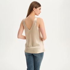 Front And Rear V-neck Women's Silk Tank Top 100% Mulberry Silk Sleevel – slipintosoft Credit Card Fraud, Silk Clothing, Silk Outfit, Silk Tank Top, Silk Camisole, Silk Tank, Mulberry Silk, Silk Top, Pure Color