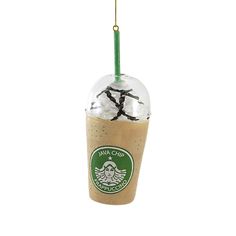 a starbucks drink ornament hanging from a string