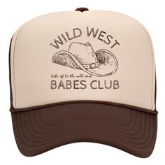 PRICES MAY VARY. Best-Selling: This best-selling trucker hat features our Wild West Babes Club logo printed on its foam front with attention to every detail. Comfortable: This is the most comfortable trucker hat with its foam front, cushioned soft cloth sweatband, and flexible mesh 5-panel construction that keeps you cool and retains its perfect shape all day and night. Snapback: This popular hat features a slightly curved visor, a classic high-structured crown, and an adjustable snapback closur Brown Trucker Hat With Patches, Retro Hat, Popular Hats, Country Hats, Retro Hats, Vintage Cowgirl, Trendy Hat, Club Logo, Cowgirl Western