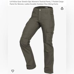 a woman's pants is shown with the words, police stretch - off women's tactical pants 7 pocket cargo pants