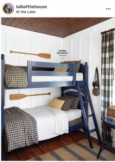 a bunk bed with two sets of paddles on the top and bottom bunk beds