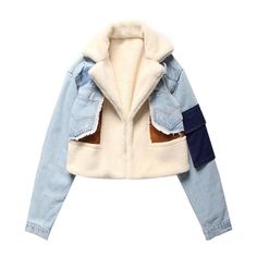 Eskimo Denim Patchwork Jacket, Estilo Hipster, Sherpa Denim Jacket, Denim Jacket With Fur, Winter Mode, Patchwork Jacket, Cotton Coat, Denim Patchwork, Casual Suit