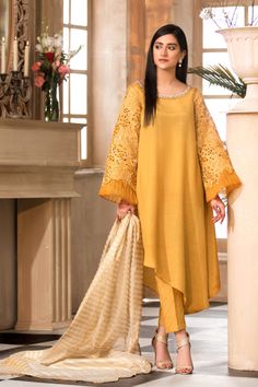 Charizma Omt21-21 Ornament Yellow Border Embroidery Designs, Ladies Clothing, Silk Trousers, Shalwar Kameez, Pakistani Outfits, Raw Silk, Best Brand, Clothing Brand, Embroidery Designs