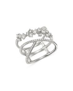 Bloomingdale's Diamond Scattered Crossover Ring in 14K White Gold, 0.80 ct. t.w. - 100% Exclusive Fancy Diamond Ring, Crossover Ring, Gold Ring Designs, Ring White Gold, Right Hand Rings, Thumb Ring, Unique Diamonds, Exclusive Jewelry, Classic Ring