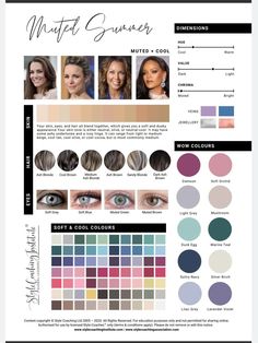 Muted Summer Palette, Muted Summer Hair Color, Soft Summer Makeup Ideas, Muted Summer Makeup Looks, True Muted Color Palette, Kate Middleton Color Analysis, Toasted Soft Summer Color Palette, Soft Summer Dark Hair, Dusty Summer Color Palette