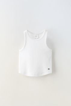 RIB RACERBACK TOP - White | ZARA United States Waistcoat Dress, Normal Clothes, Racerback Top, Neck Label, Round Neck Tops, Knitwear Cardigan, Zara United States, Swimwear Accessories, Skirt Top