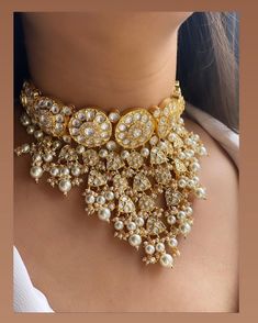 Very beautiful handmade rajwari necklace set which add extra glow in you look. Luxury Bollywood Jewelry With Meenakari, Luxury Kundan Necklace With Stone Work For Reception, Luxury Chandbali Necklace For Wedding, Luxury Kundan Necklace With Zari Work, Luxury Fusion Style Kundan Necklace For Festivals, Kundan Necklace With Gota Work For Wedding And Navratri, Bollywood Choker For Wedding And Navratri, Bollywood Style Choker For Wedding And Navratri, Bollywood Kundan Necklace With Gota Work For Navratri