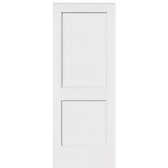 2-Panel Shaker White Primed Solid Core Wood Single Door 2 Panel Shaker Interior Door, Shaker Interior Doors, Rail Door, Shaker Interior, Farmhouse Craftsman, Interior Door Styles, Rustic Mediterranean, Laminated Veneer Lumber, Contemporary Door