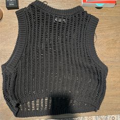 Brand New! Never Worn. No Pulls - Perf Condition. Black Sweater Vest For Spring, Black Stretch Open Knit Sweater, Black Pointelle Knit Summer Sweater, Summer Black Pointelle Knit Sweater, Black Open Knit Top For Fall, Black Open Knit Sweater For Spring, Fall Black Open Knit Top, Spring Black Sweater With Knit Fabrication, Casual Black Knitted Top