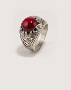 "Subscribe to our newsletter, and get FREE GIFT included in your order. https://eepurl.com/dN5emA Please copy and paste URL link into the address bar. --------------------------------------------------------------- Sage, Garnet gemstone set in a silver \"castle like\" setting. \"Comes in Mosaic jewelry box Dimension 2.8 X 2.8 X 1.5 inch | weight 0.065 Kg\". Size, 11 Weight 7.9 gram Gem Stone, Garnet Sterling Silver 9.25       -if you prefer different shipping method Please contact me on ETSY or E-mail: info@jamilarabesque.com For more Man's Ring collection, please go to: https://www.etsy.com/ca/shop/jamilarabesque?ref=l2-shopheader-name&section_id=21718028 Explore Our Jewelry Boxes Our signature JAS handmade mosaic jewelry box  lined with red or indigo velvet comes with each jewelry item t Classic Signet Ring With Round Stone For Gift, Signet Ring With Polished Finish And Round Stone, Gift Signet Ring With Polished Finish And Round Stone, Classic Gemstone Dome Ring As Gift, Classic Dome Ring With Gemstone For Gift, Mosaic Jewelry, Men Jewelry, Mens Silver Rings, Ring Oval